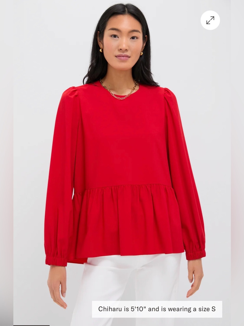 Tuckernuck POMANDER PLACE Red Carlota Peplum Blouse
